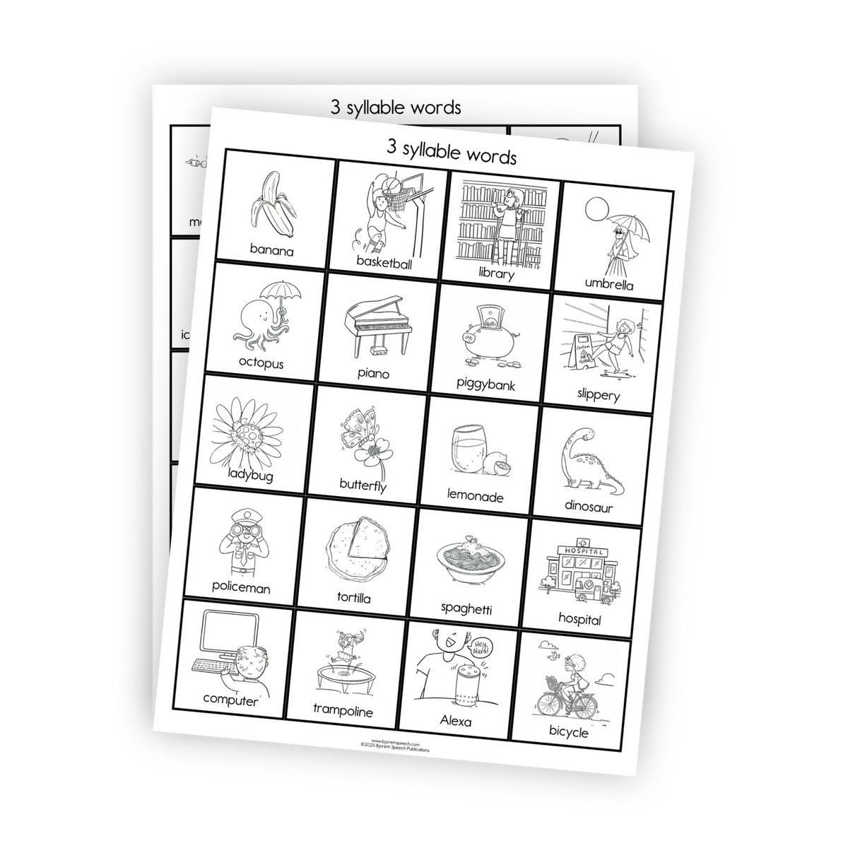 Articulation Practice Sheets | Multisyllabic Words