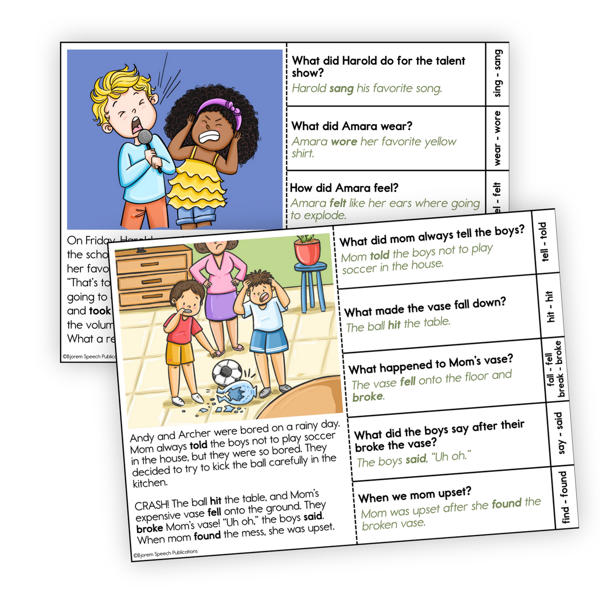 Language | Task Cards | Irregular Past Tense Verbs