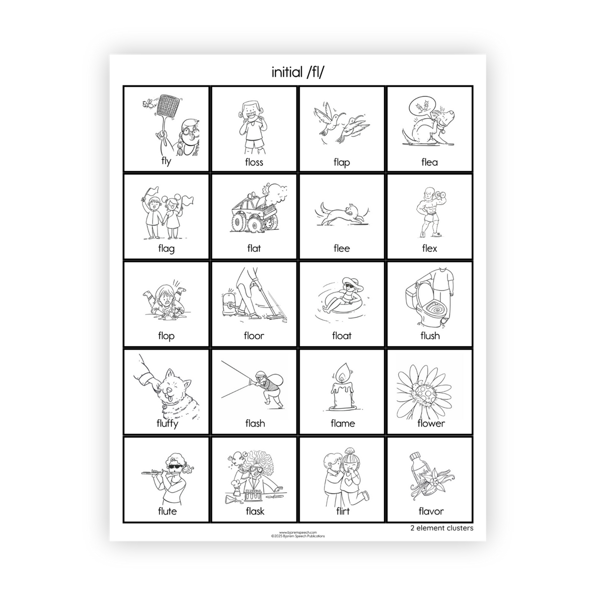 Articulation Practice Sheets | 2 Element Clusters | L Clusters