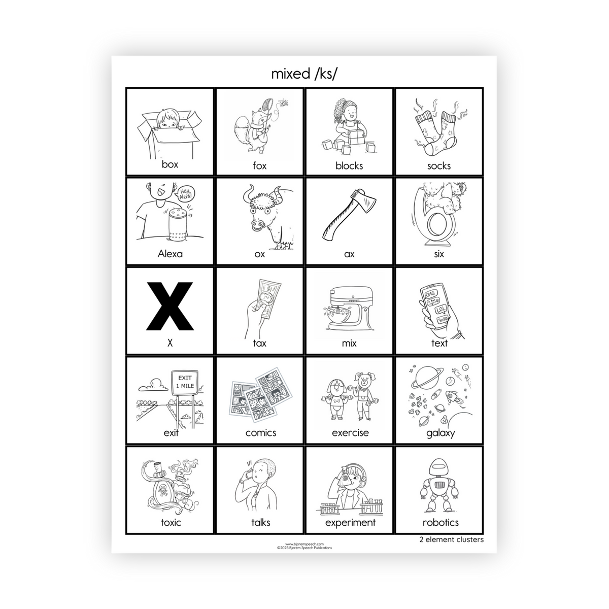 Articulation Practice Sheets | 2 Element Clusters | KW & KS
