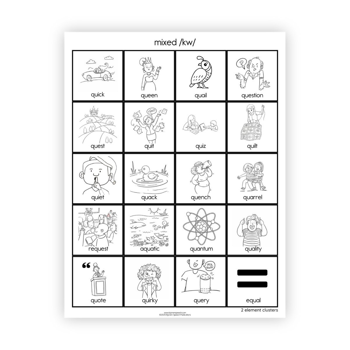 Articulation Practice Sheets | 2 Element Clusters | KW & KS