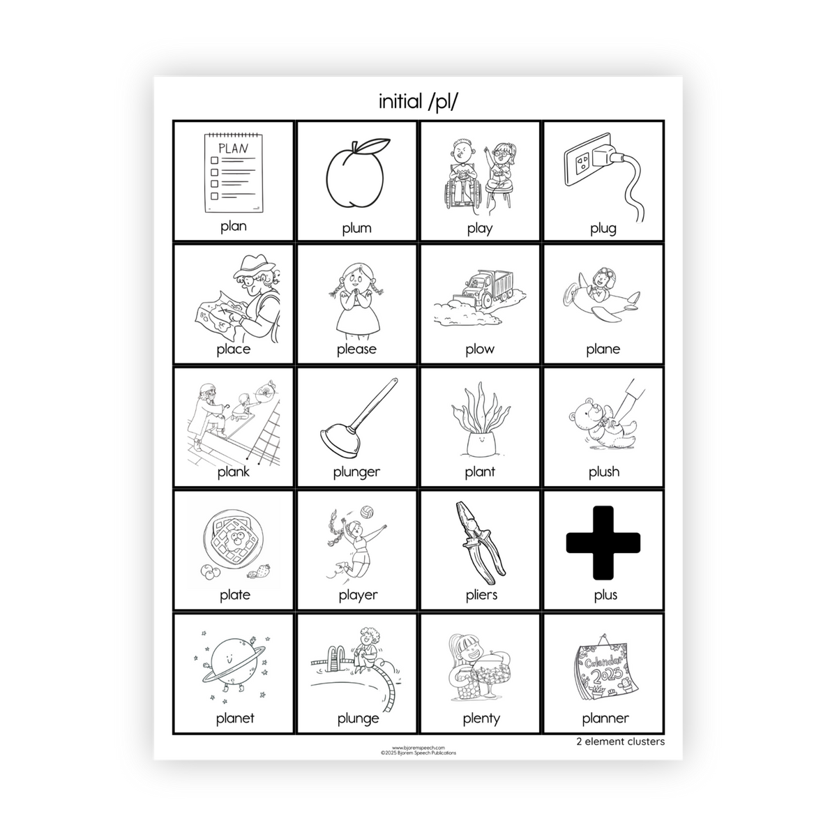 Articulation Practice Sheets | 2 Element Clusters | L Clusters