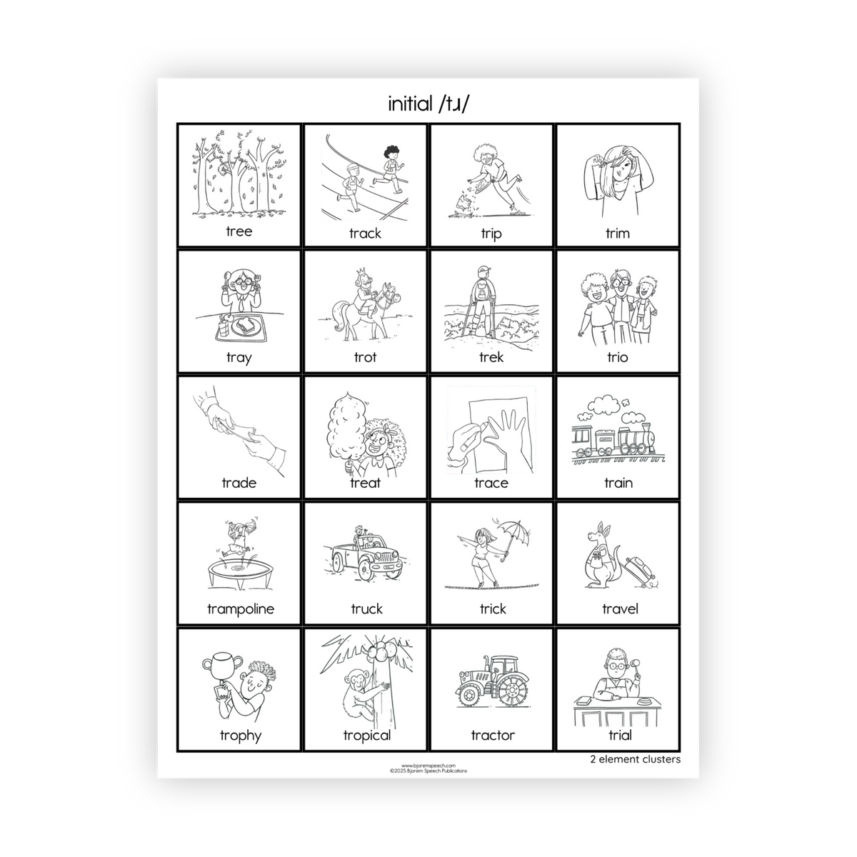 Articulation Practice Sheets | 2 Element Clusters | R Clusters