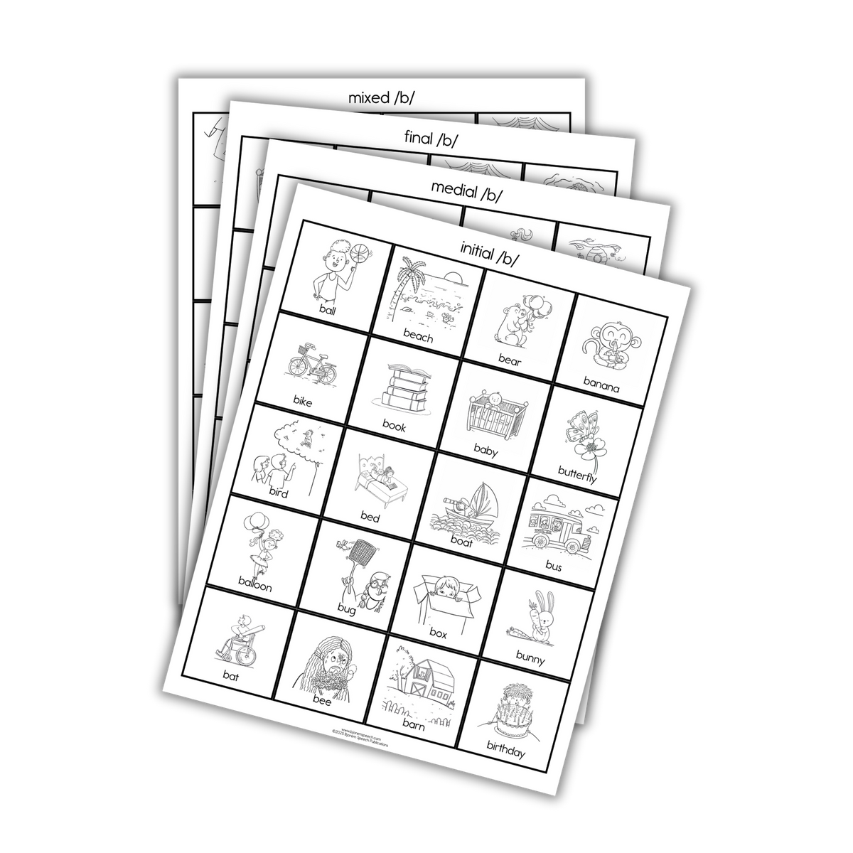 Articulation Practice Sheets | Consonant Singletons | B /b/