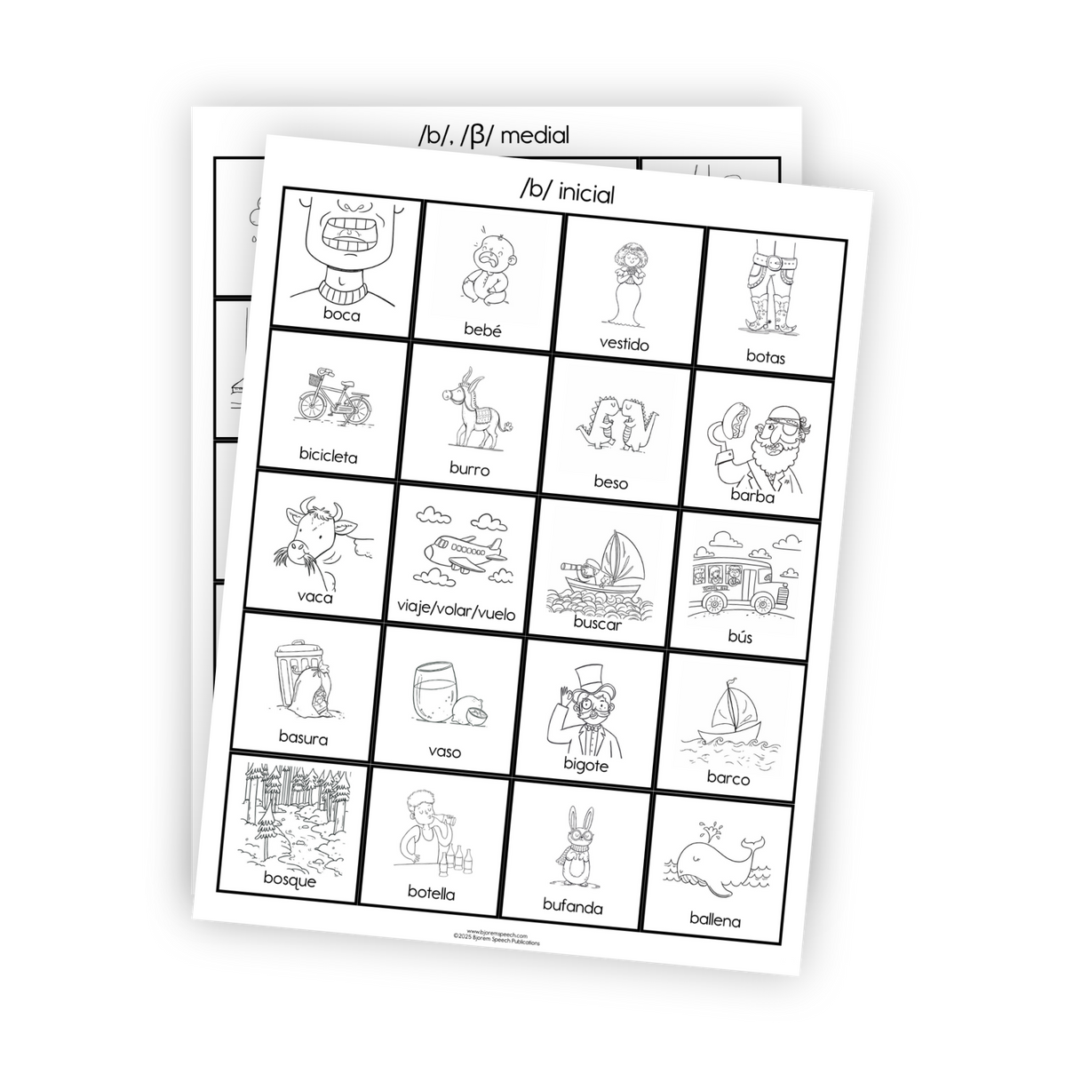 Articulation Practice Sheets | Consonant Singletons | B /b/ (Spanish)