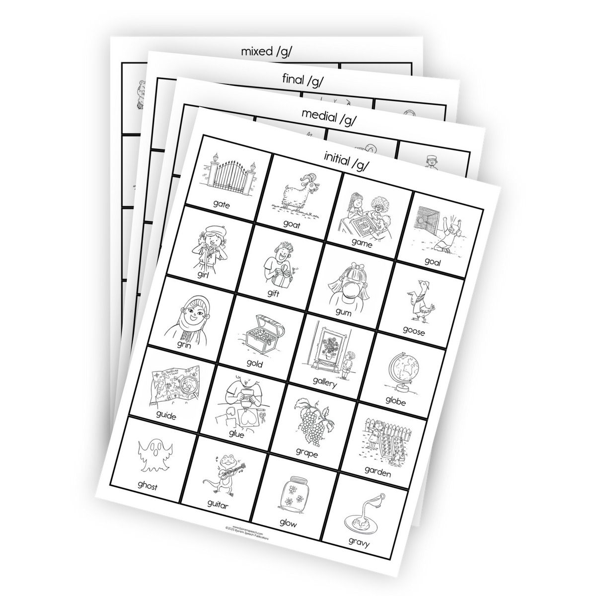 Articulation Practice Sheets | Consonant Singletons | G /g/