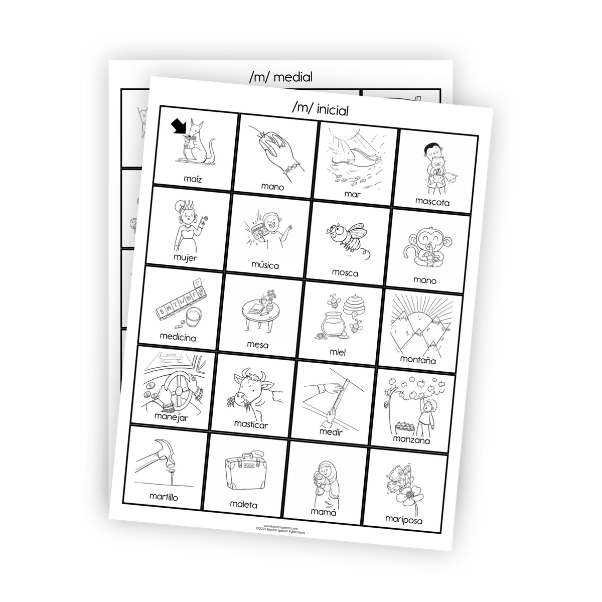 Articulation Practice Sheets | Consonant Singletons | M /m/ (Spanish)