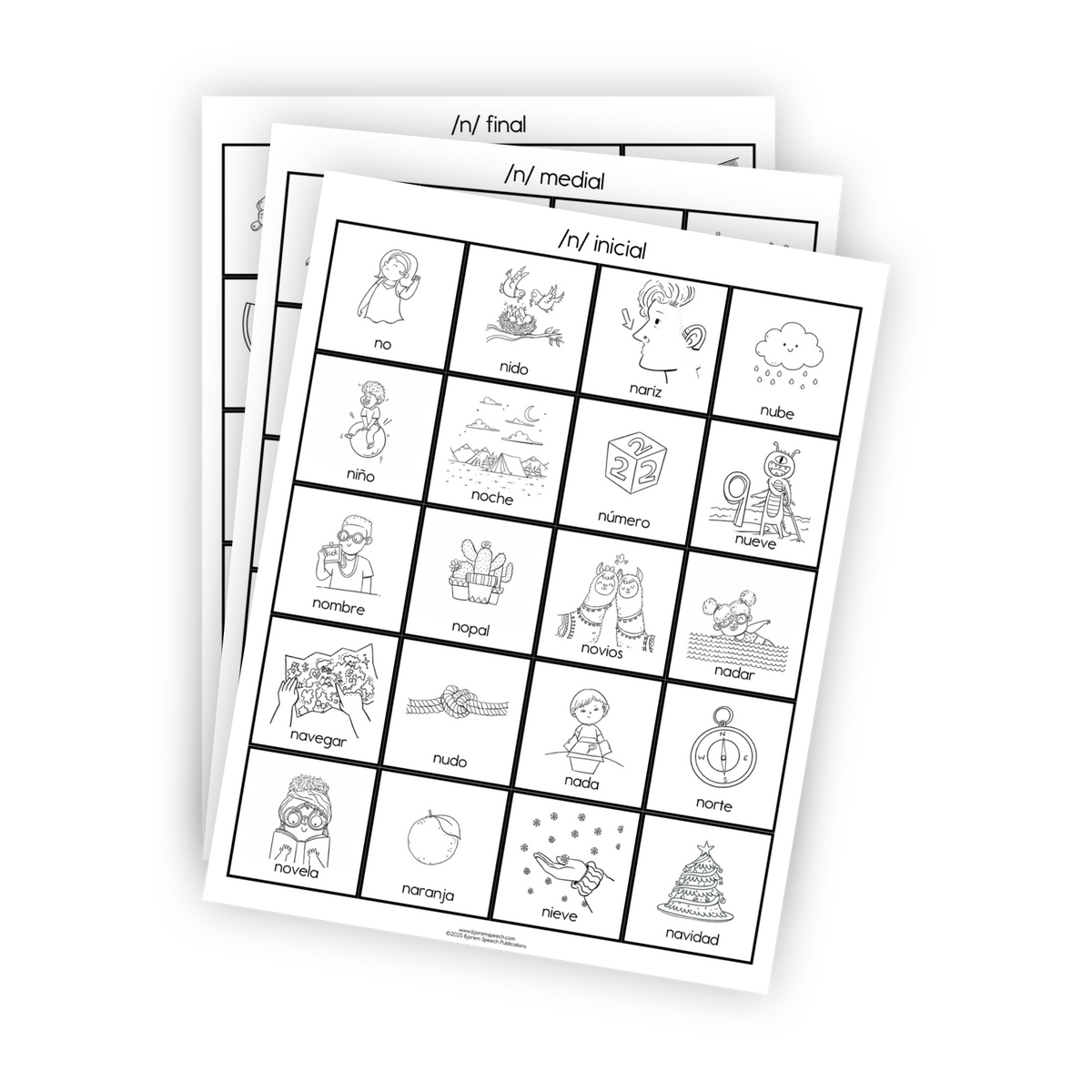 Articulation Practice Sheets | Consonant Singletons | N /n/ (Spanish)