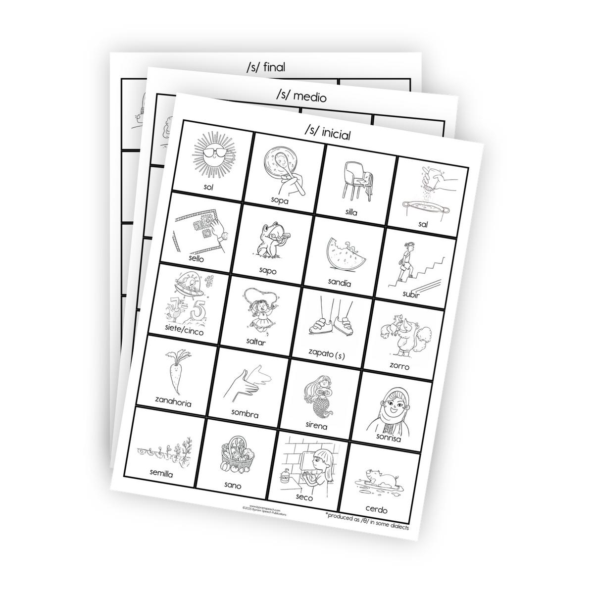 Articulation Practice Sheets | Consonant Singletons | S /s/ (Spanish)