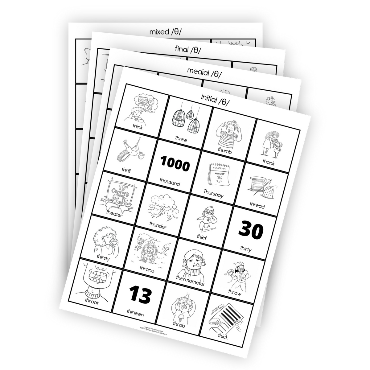 Articulation Practice Sheets | Consonant Singletons | TH /θ/