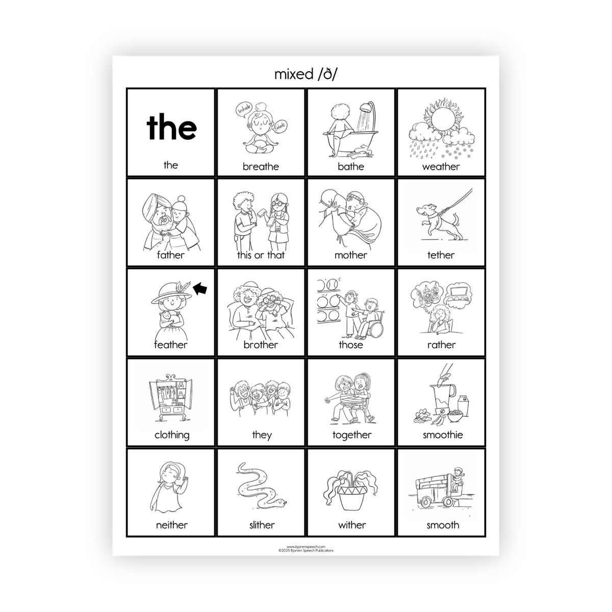 Articulation Practice Sheets | Consonant Singletons | TH /ð/