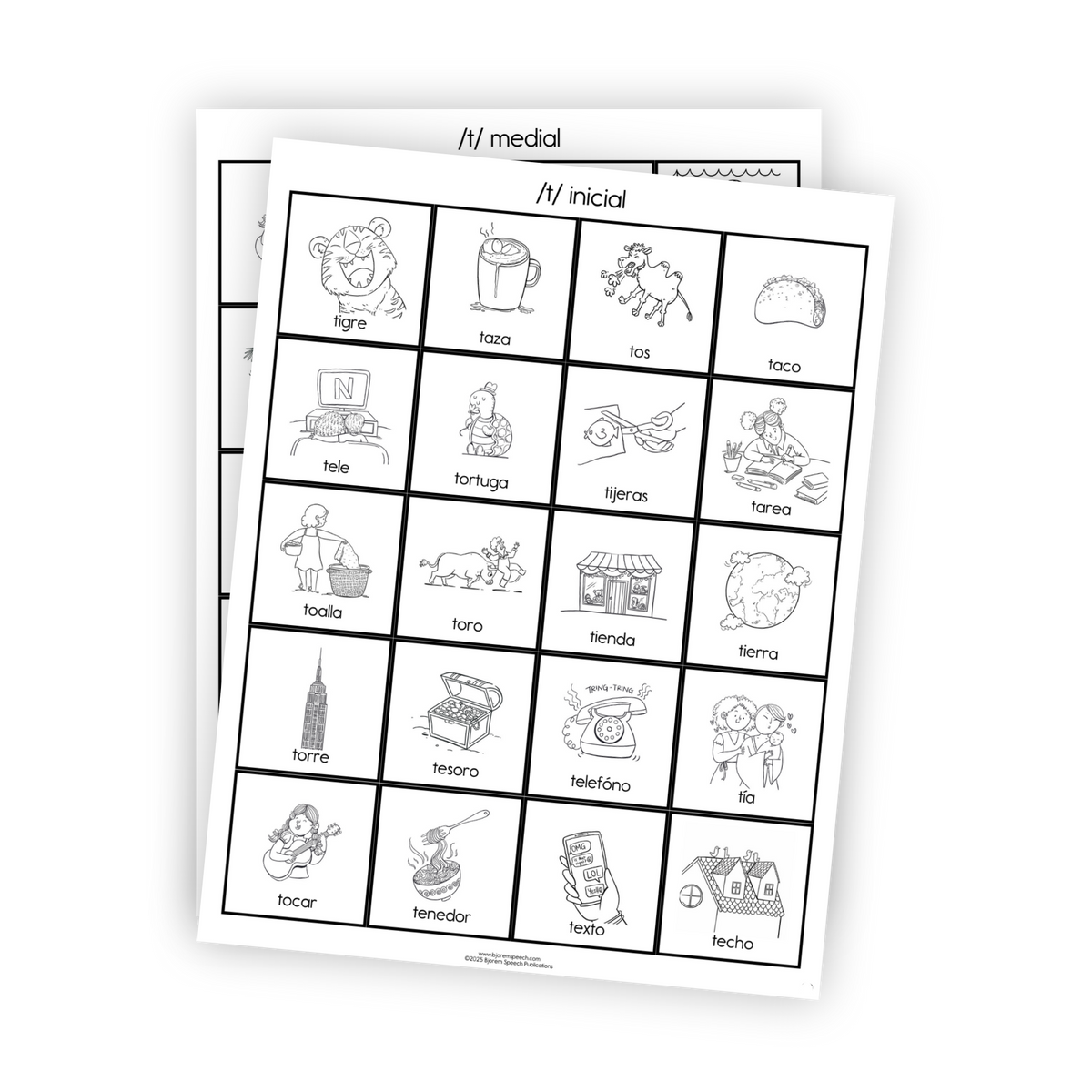 Articulation Practice Sheets | Consonant Singletons | T /t/ (Spanish)