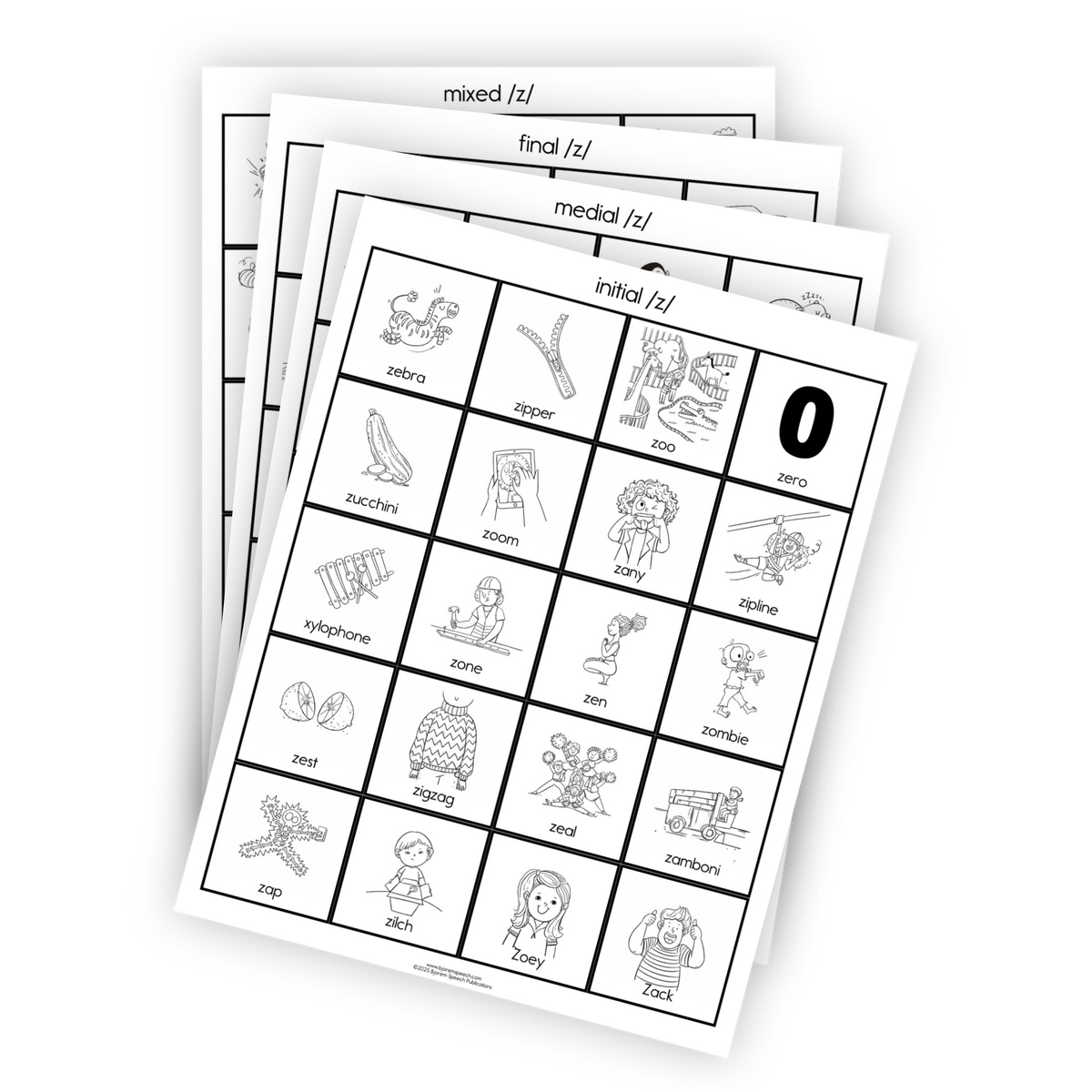 Articulation Practice Sheets | Consonant Singletons | Z /z/