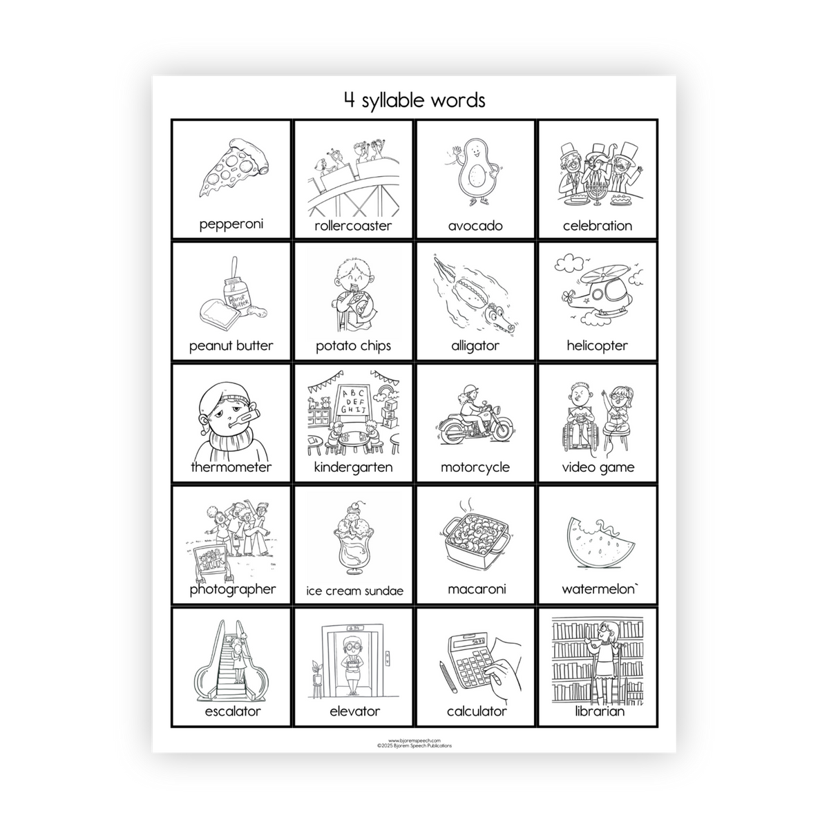Articulation Practice Sheets | Multisyllabic Words