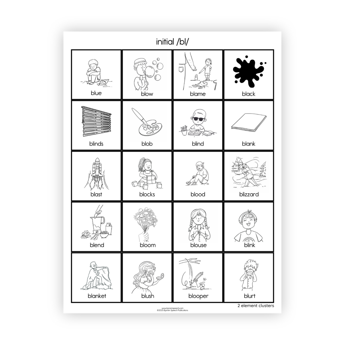 Articulation Practice Sheets | 2 Element Clusters | L Clusters