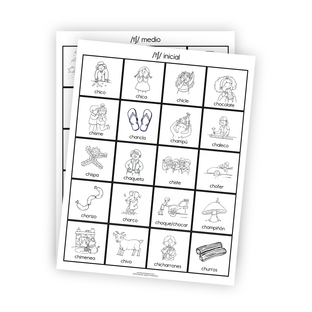 Articulation Practice Sheets | Consonant Singletons | CH /tʃ/ (Spanish)