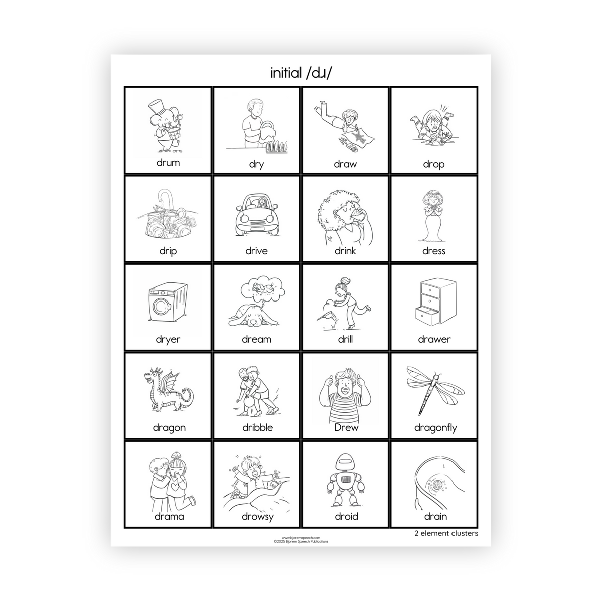 Articulation Practice Sheets | 2 Element Clusters | R Clusters