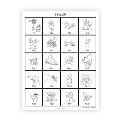 Articulation Practice Sheets | 2 Element Clusters | L Clusters