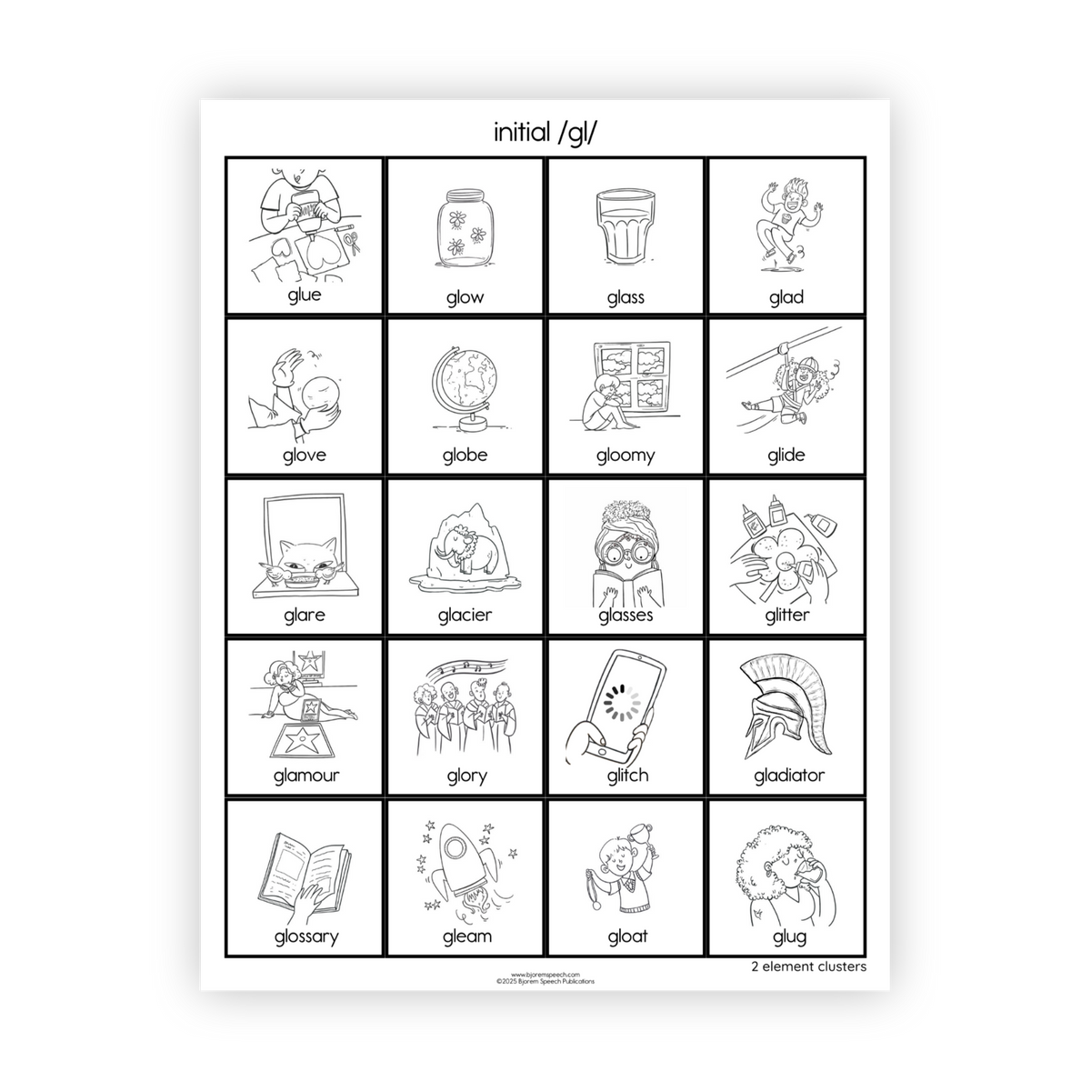 Articulation Practice Sheets | 2 Element Clusters | L Clusters