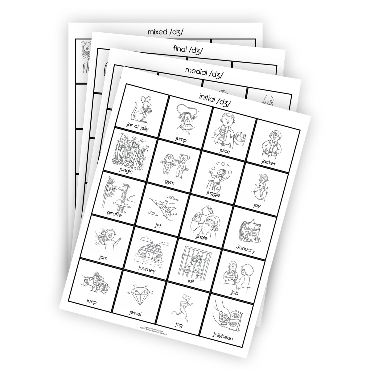 Articulation Practice Sheets | Consonant Singletons | J /dʒ/