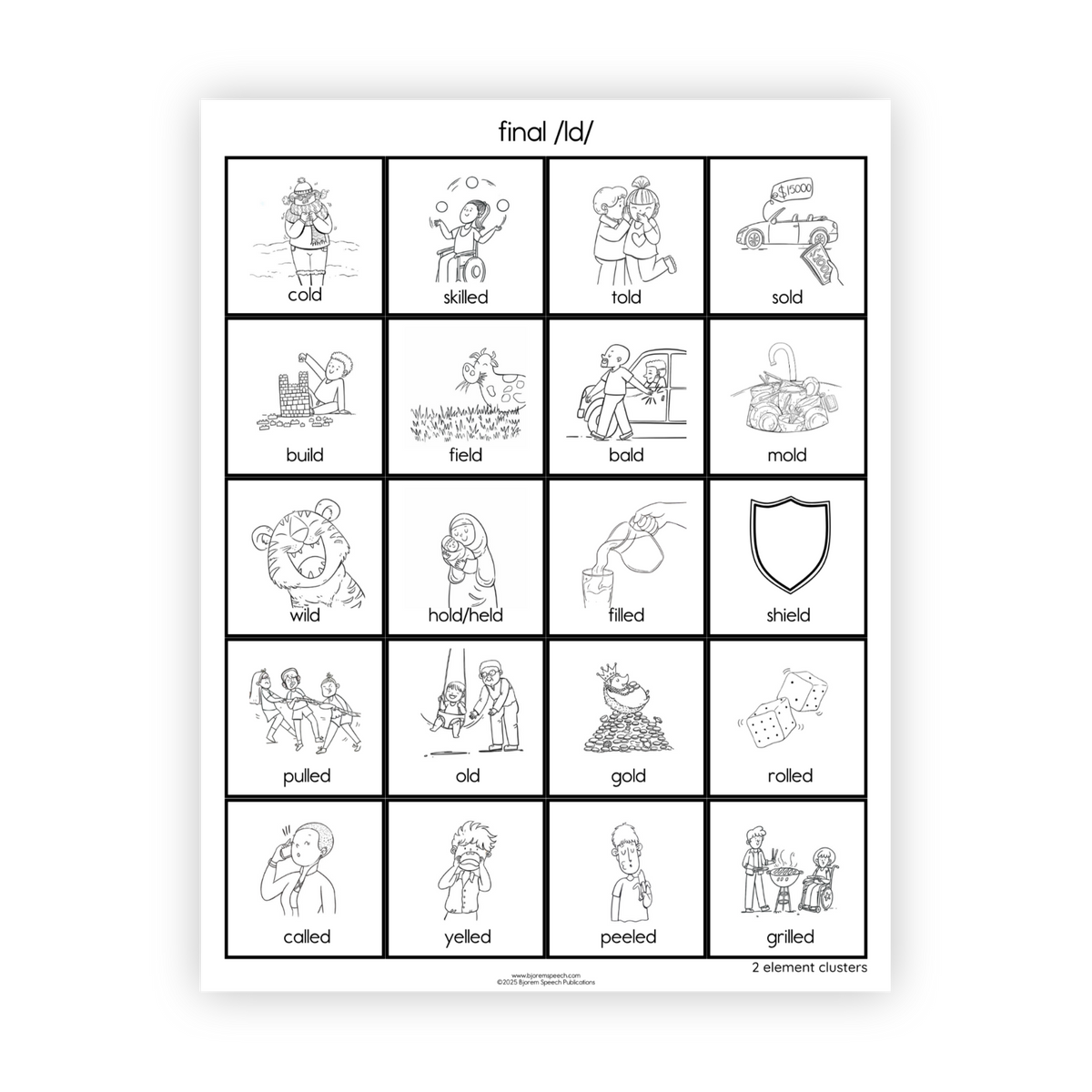 Articulation Practice Sheets | 2 Element Clusters | Final Clusters