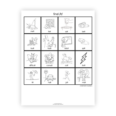 Articulation Practice Sheets | 2 Element Clusters | Final Clusters