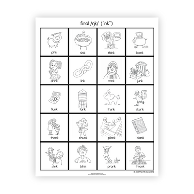 Articulation Practice Sheets | 2 Element Clusters | Final Clusters