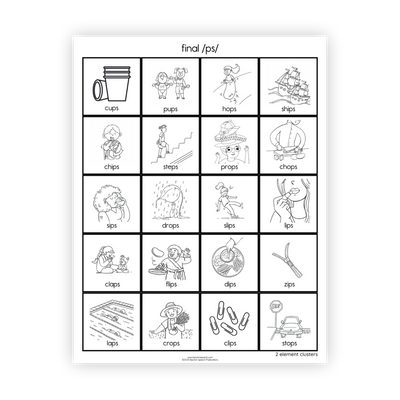 Articulation Practice Sheets | 2 Element Clusters | Final Clusters