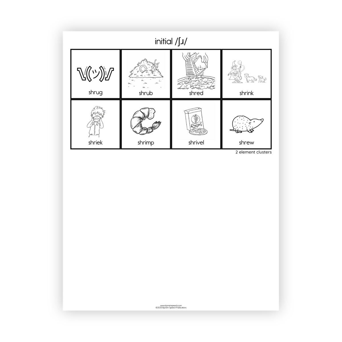 Articulation Practice Sheets | 2 Element Clusters | R Clusters