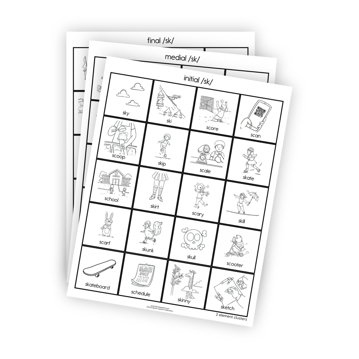 Articulation Practice Sheets | 2 Element Clusters | S Clusters