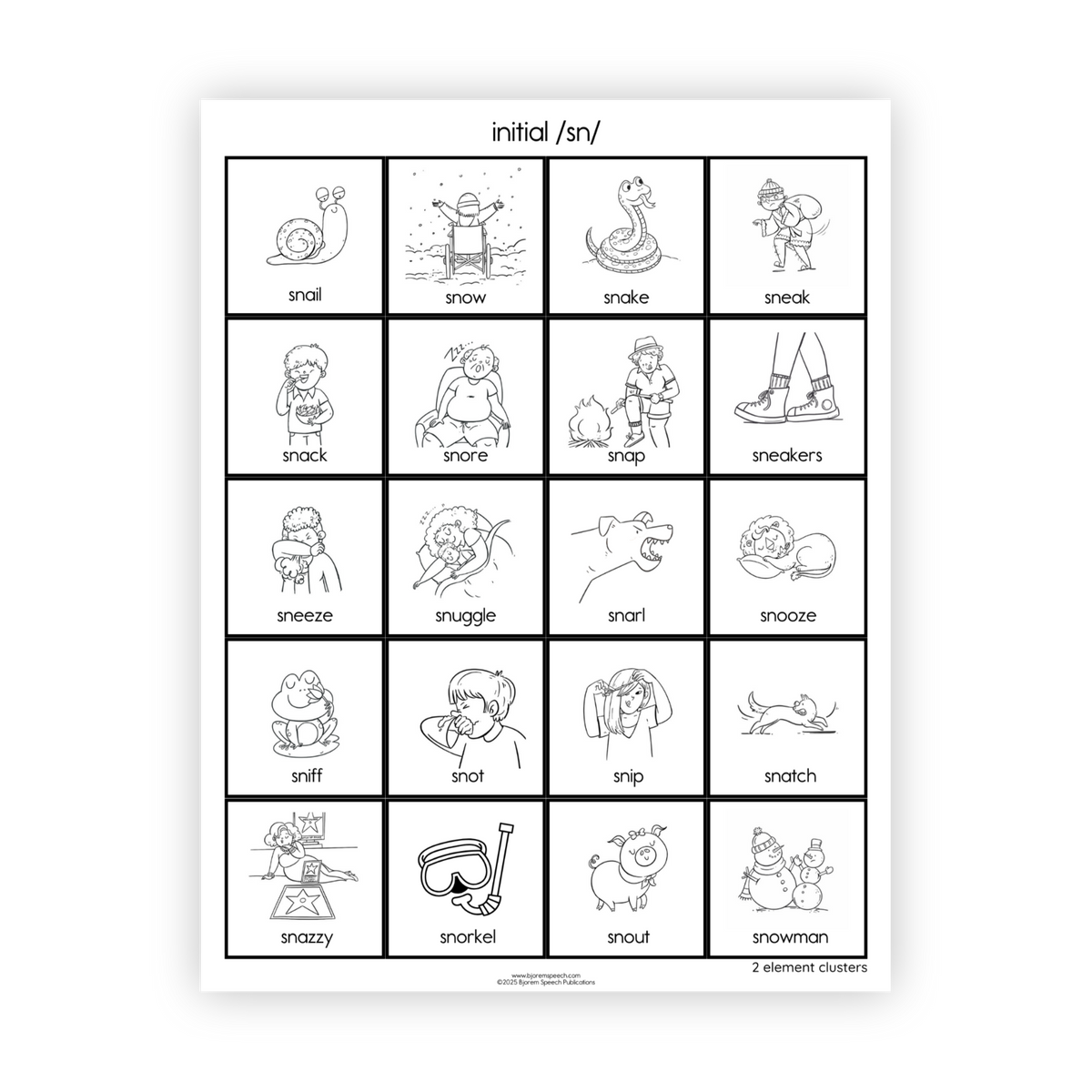 Articulation Practice Sheets | 2 Element Clusters | S Clusters