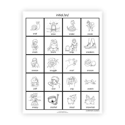 Articulation Practice Sheets | 2 Element Clusters | S Clusters