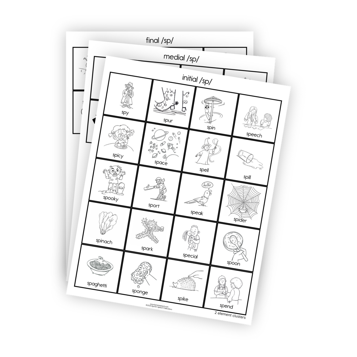 Articulation Practice Sheets | 2 Element Clusters | S Clusters