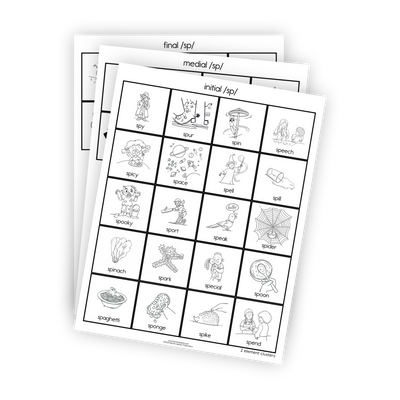 Articulation Practice Sheets | 2 Element Clusters | S Clusters