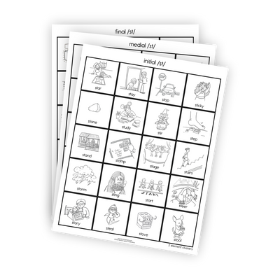 Articulation Practice Sheets | 2 Element Clusters | S Clusters