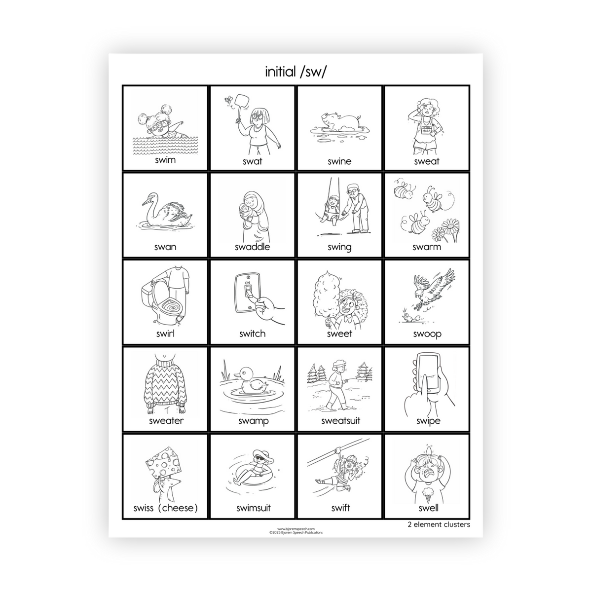 Articulation Practice Sheets | 2 Element Clusters | S Clusters