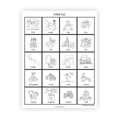 Articulation Practice Sheets | 2 Element Clusters | R Clusters