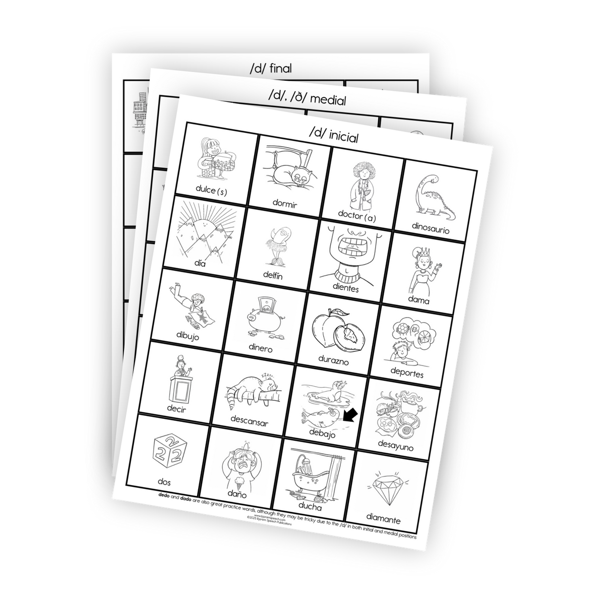 Articulation Practice Sheets | Consonant Singletons | D /d/ (Spanish)