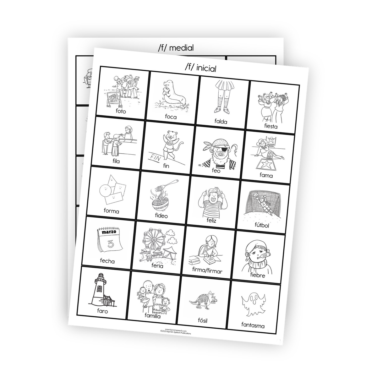 Articulation Practice Sheets | Consonant Singletons | F /f/ (Spanish)