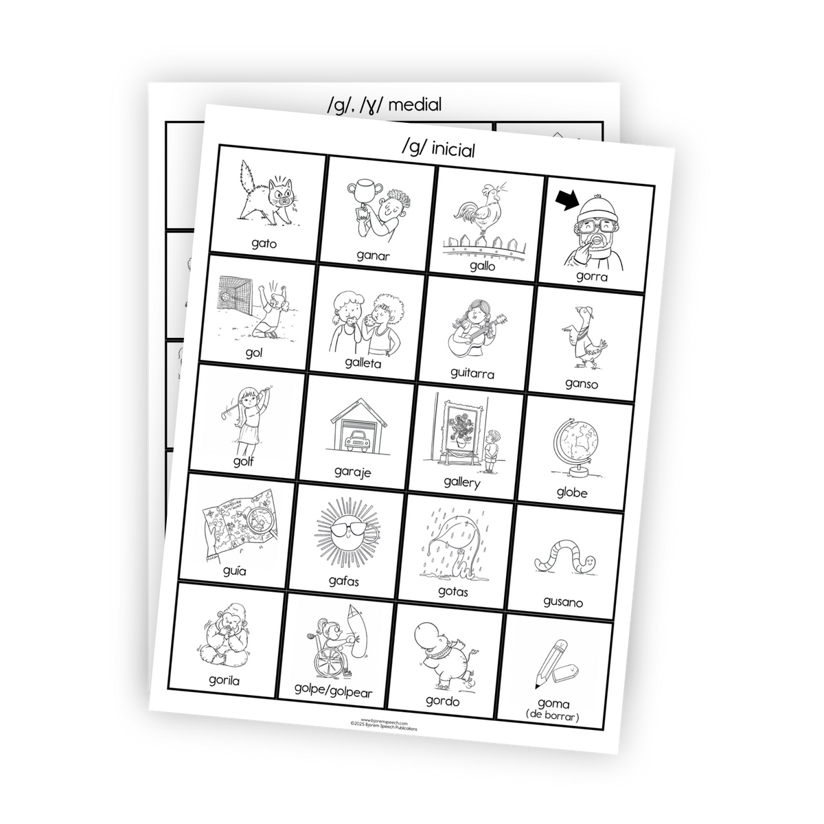 Articulation Practice Sheets | Consonant Singletons | G /g/ (Spanish)