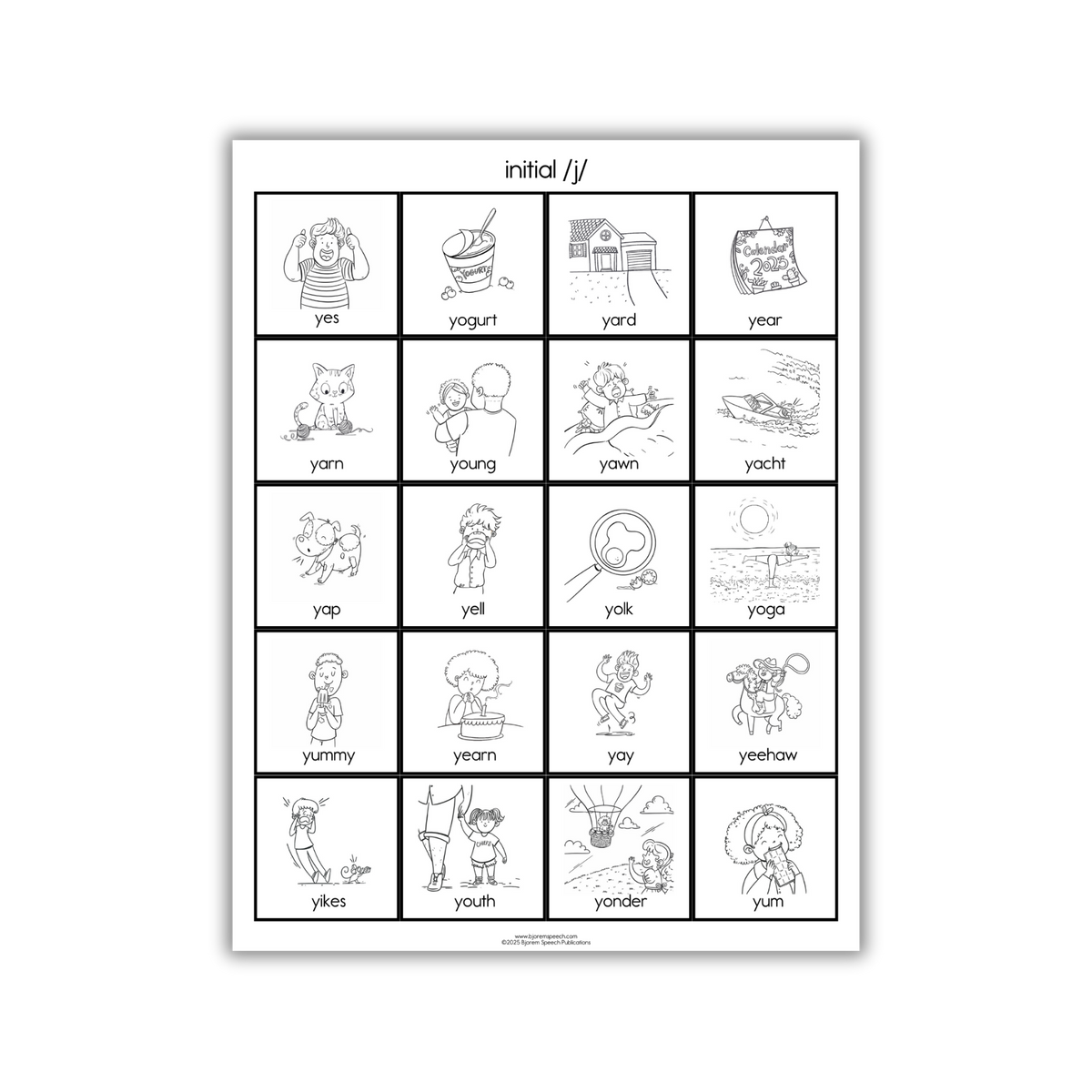 Articulation Practice Sheets | Consonant Singletons |  Y /j/