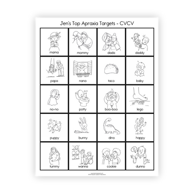 Apraxia | Jen's Top Targets | Articulation Practice Sheets