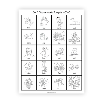 Apraxia | Jen's Top Targets | Articulation Practice Sheets