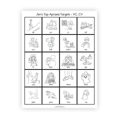 Apraxia | Jen's Top Targets | Articulation Practice Sheets
