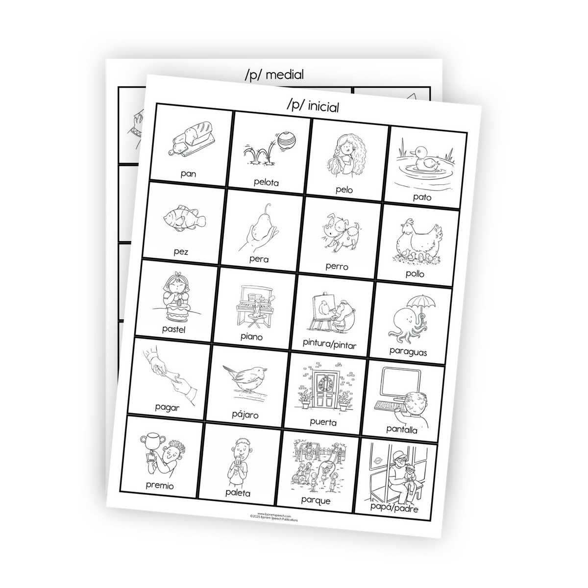 Articulation Practice Sheets | Consonant Singletons | P /p/ (Spanish)