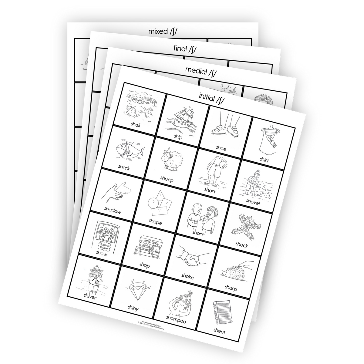 Articulation Practice Sheets | Consonant Singletons | SH /ʃ/