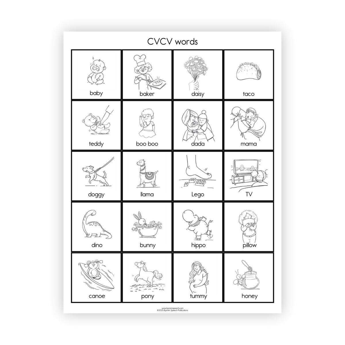 Articulation Practice Sheets | Syllable Shape