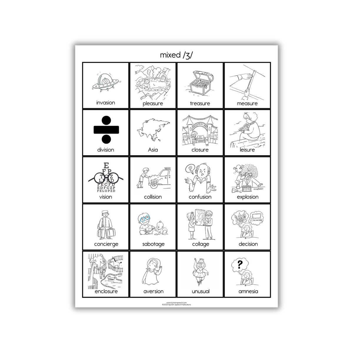 Articulation Practice Sheets | Consonant Singletons | ZH /ʒ/